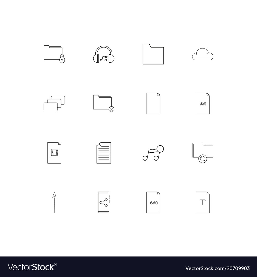 Files and folders sign simple linear icons set