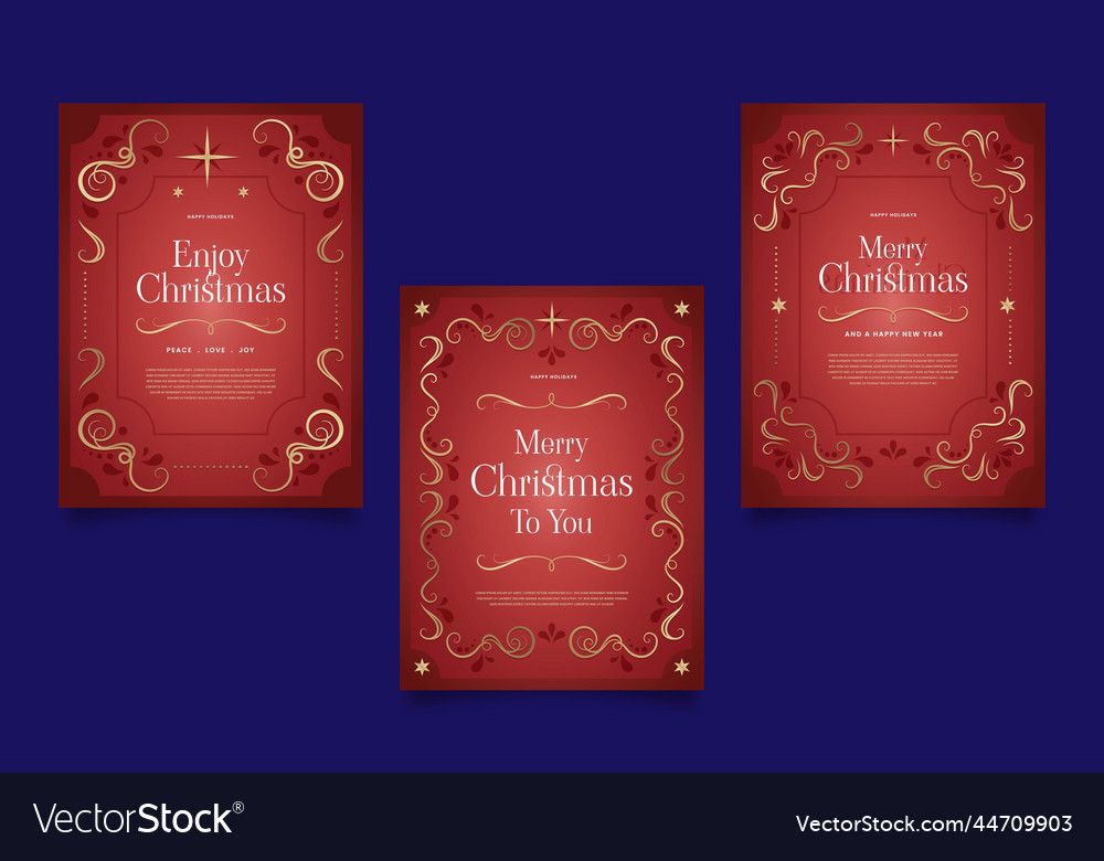 Gradient ornamental christmas cards collection