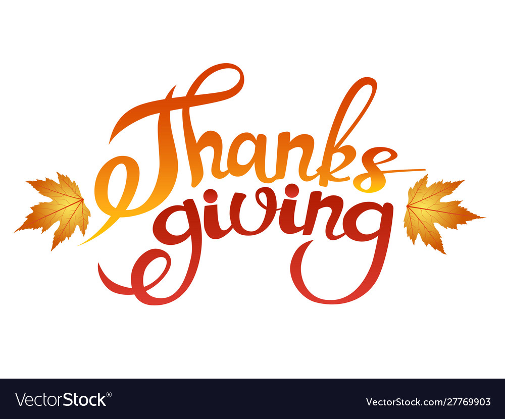 Happy thanksgiving brush hand lettering isolated vector image Happy thanksgiving brush hand lettering isolated