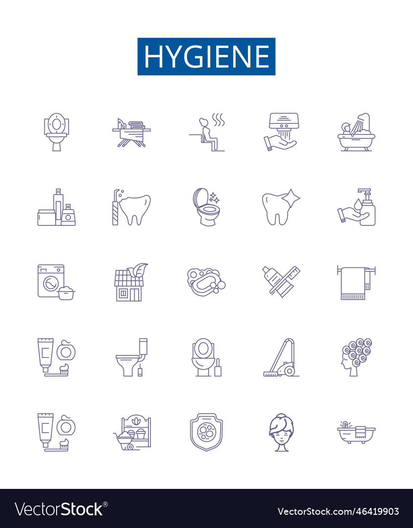 Hygiene Linie Icons Zeichen Set Design Sammlung vector image Hygiene Linie Icons Zeichen Set Design Sammlung