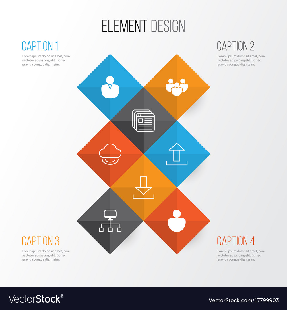 Internet icons set collection of upload team