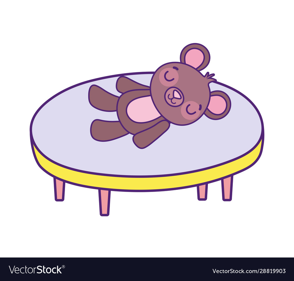 Round table with teddy bear toy Royalty Free Vector Image