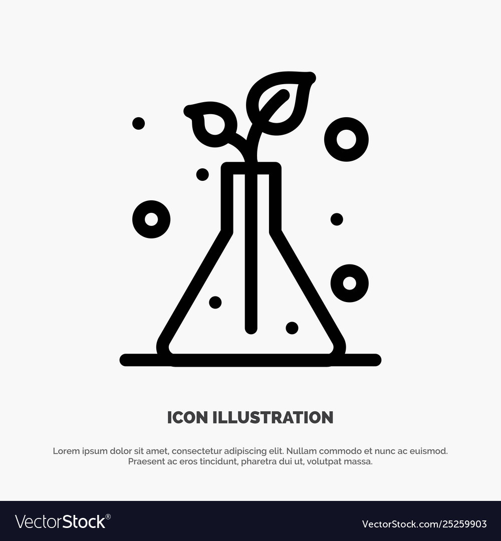 Science flask trees line icon vector image Science flask trees line icon