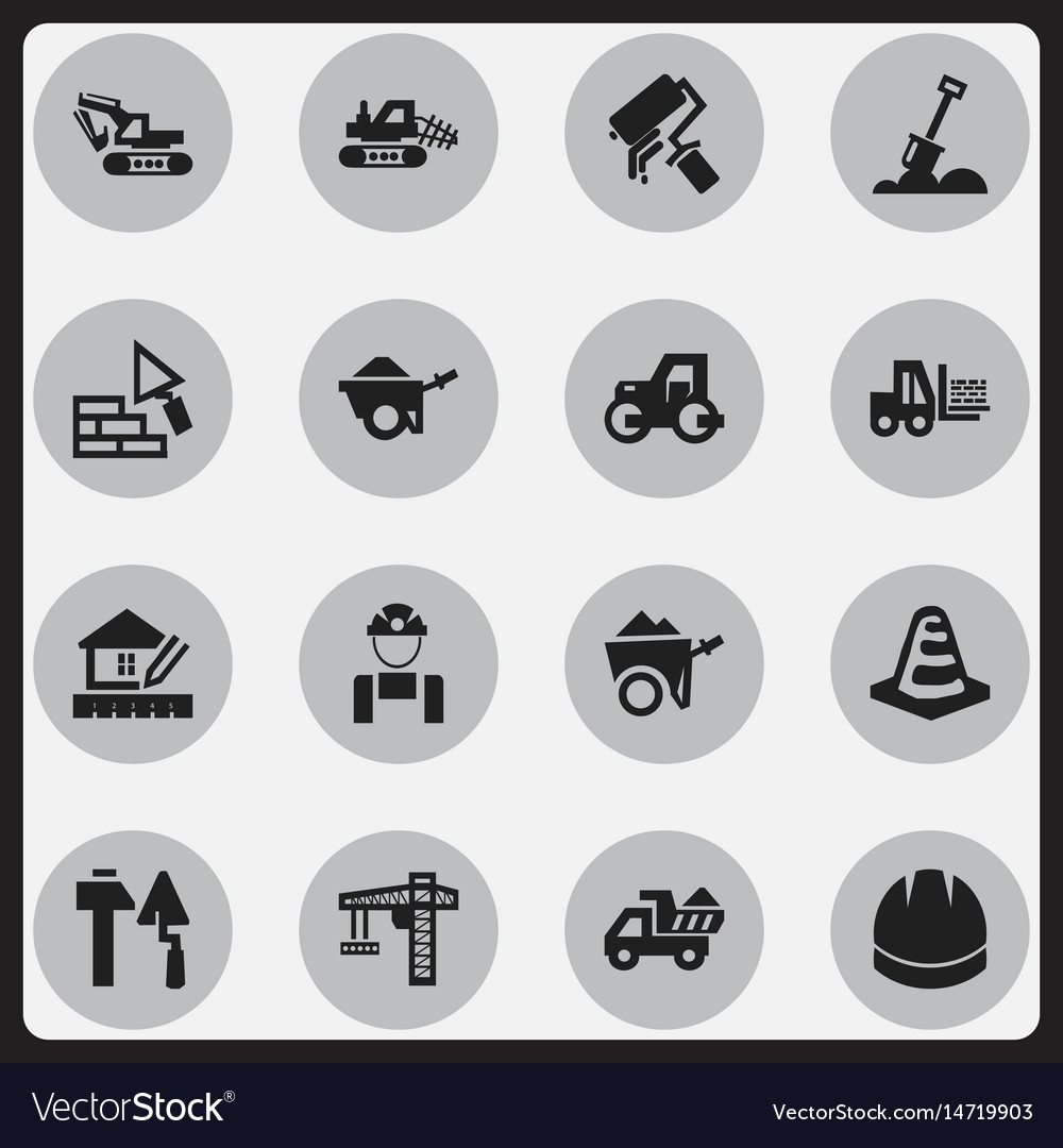 Set of 16 editable building icons includes