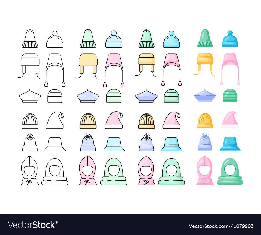 Set of hats in different style