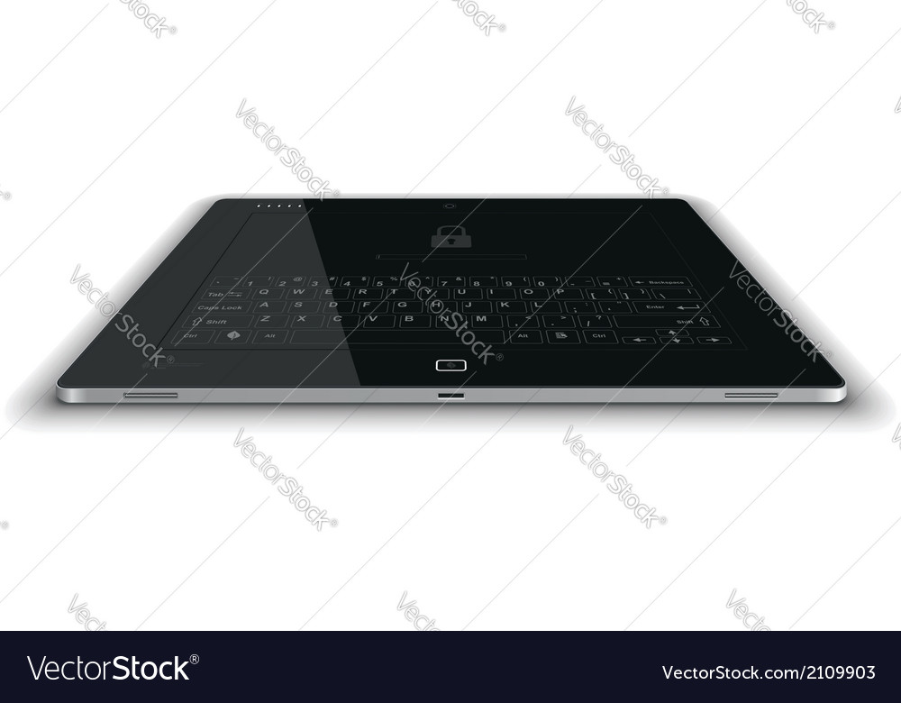 Tablet frontal view horizontal surface
