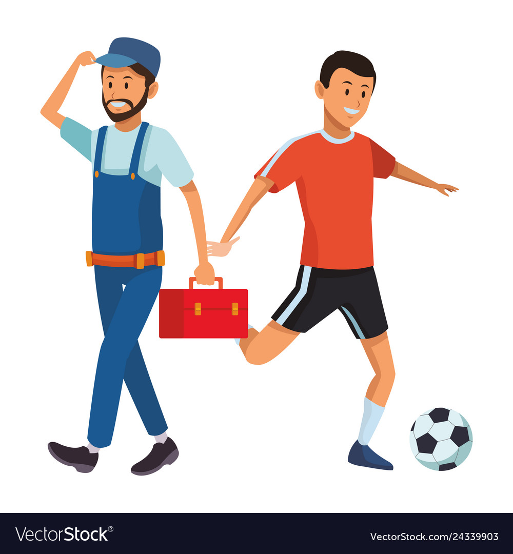 Worker and soccer player