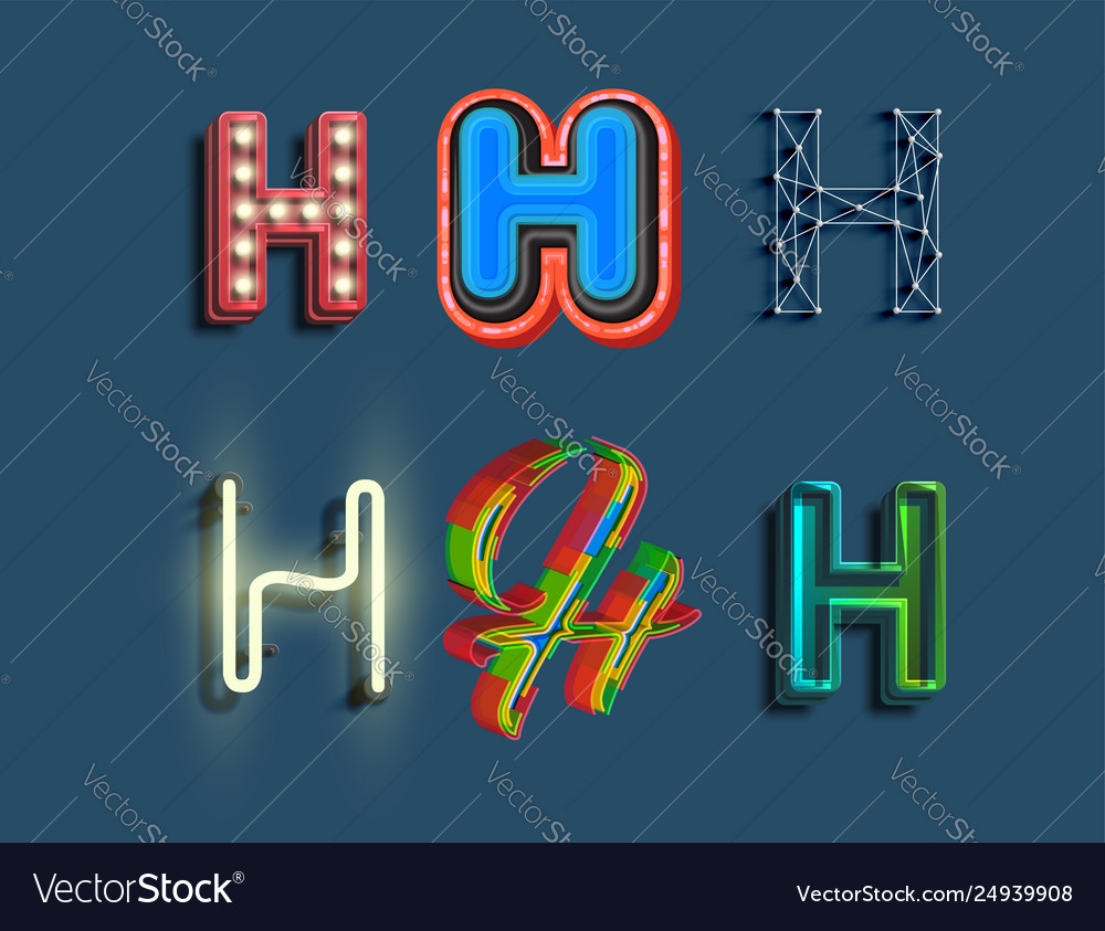 A character set 6 different styled font vector image A character set 6 different styled font