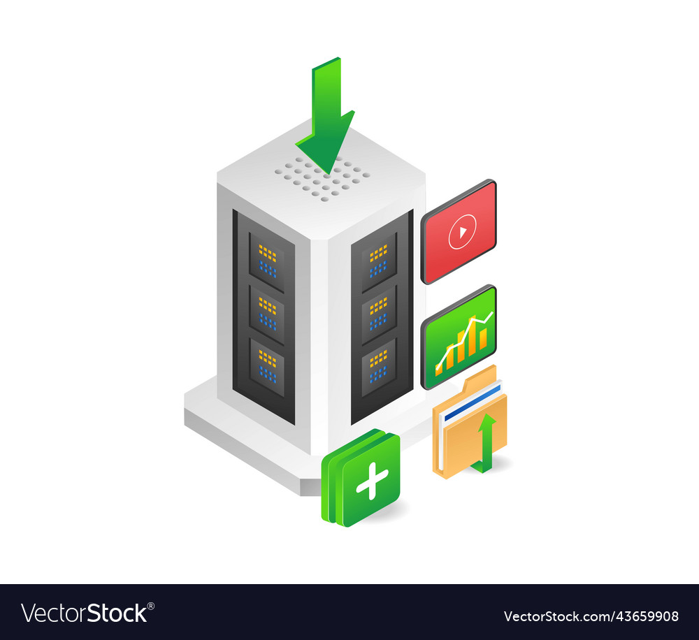 A lot of data stored on the server vector image A lot of data stored on the server