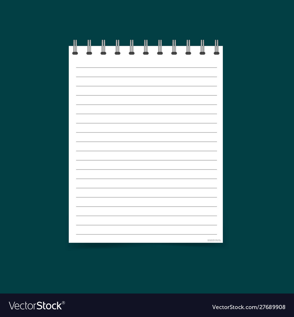 A realistic open exercise book with silver