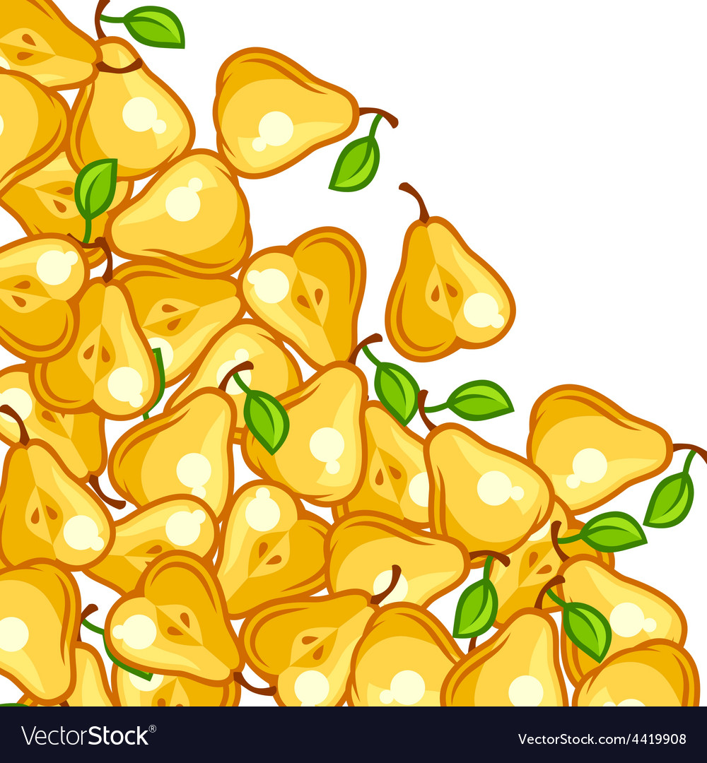 Background design with stylized fresh ripe pears