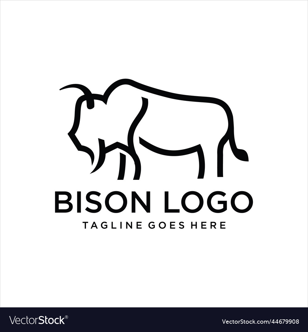 Bison line drawing logo icon Royalty Free Vector Image