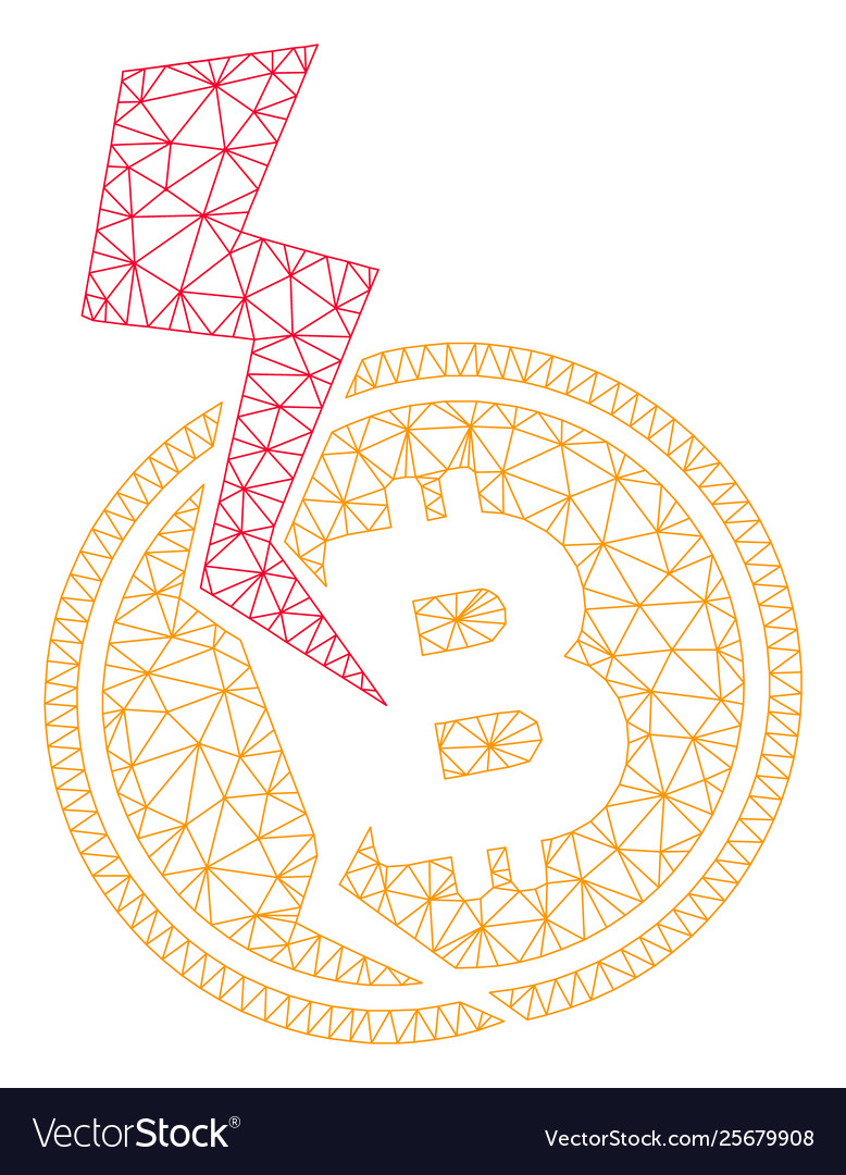 Bitcoin crash lightning mesh 2d model vector image Bitcoin crash lightning mesh 2d model