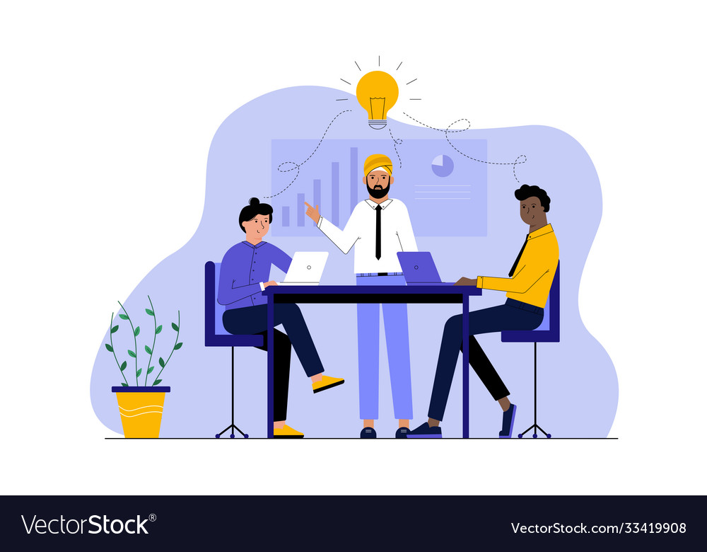 Business multiethnicity idea teamwork vector image Business multiethnicity idea teamwork