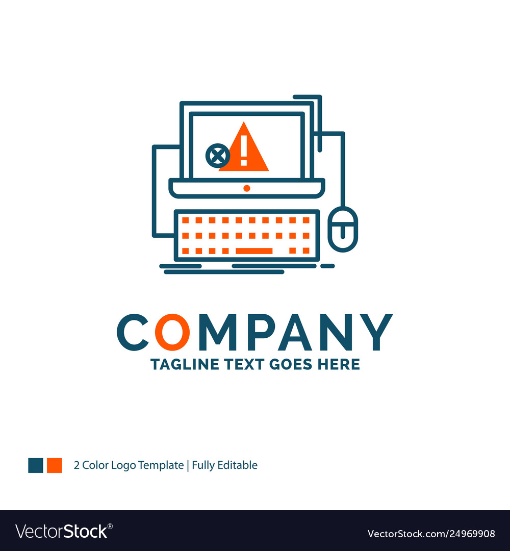 Computer crash error failure system logo design vector image Computer crash error failure system logo design