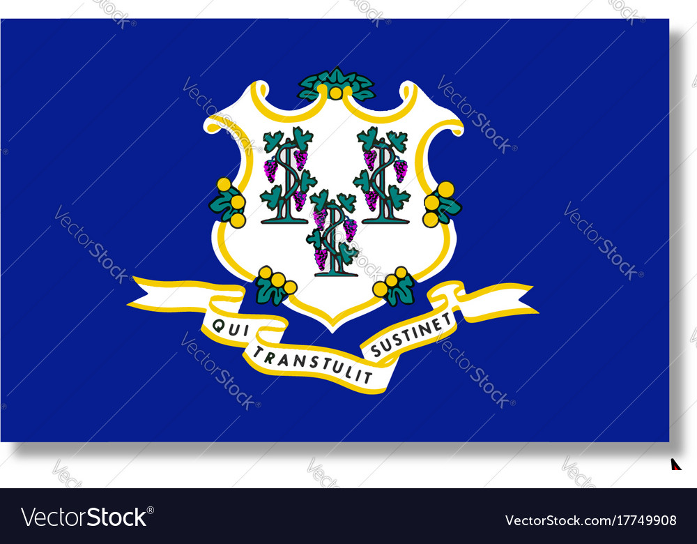 Connecticut State Map with Flag