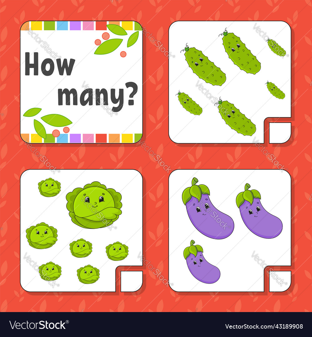 Counting game for children happy characters vector image Counting game for children happy characters