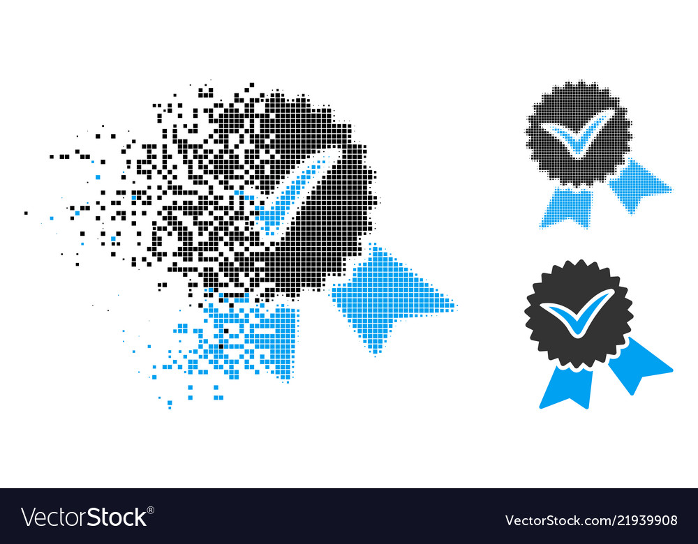 Damaged pixel halftone validation seal icon Vector Image Damaged pixel halftone validation seal icon