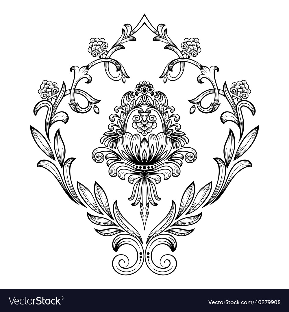 Damask central element isolated