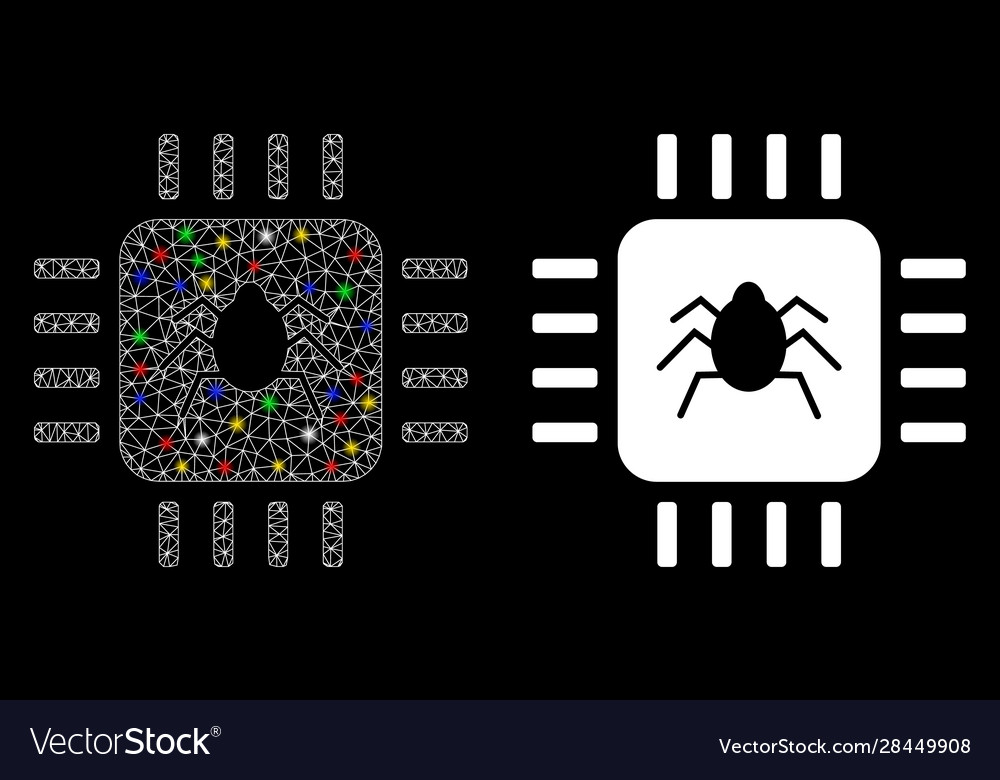 Flare mesh carcass hardware bug icon with light vector image Flare mesh carcass hardware bug icon with light