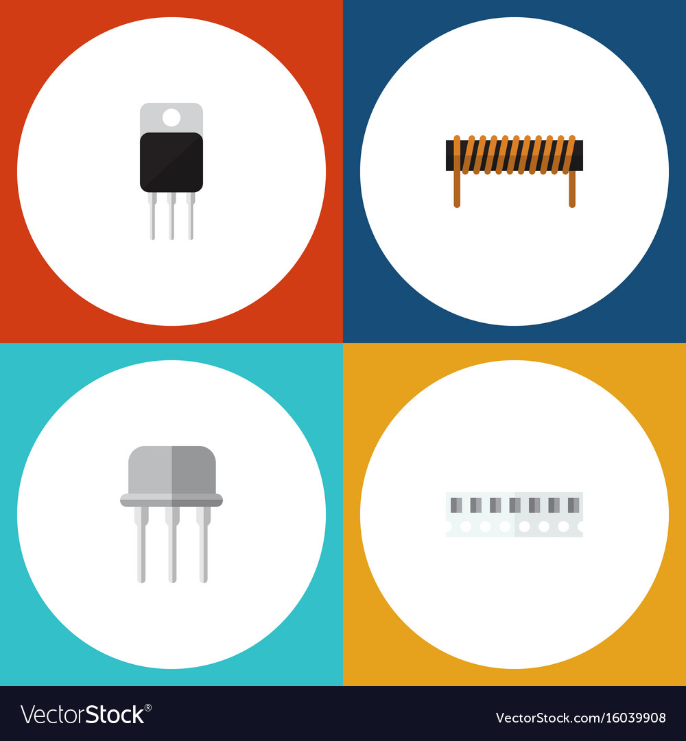 Flat icon electronics set of receiver memory