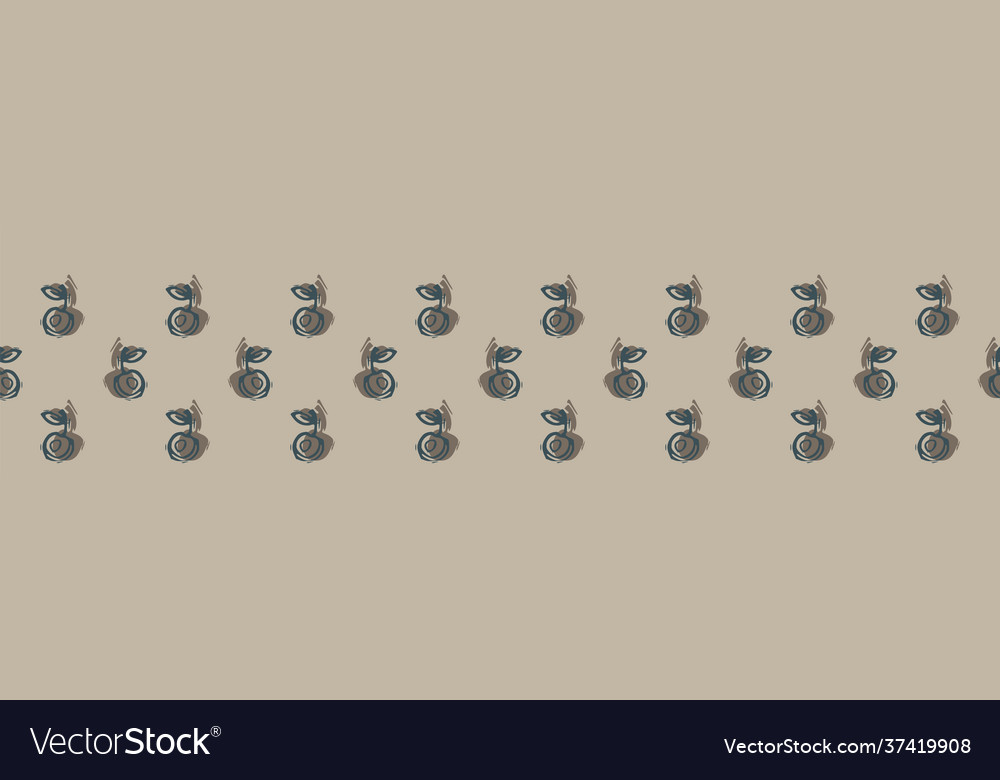 Hand carved cherry block print seamless border Vector Image Hand carved cherry block print seamless border