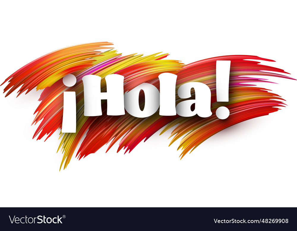 Hello at spanish paper word sign with colorful