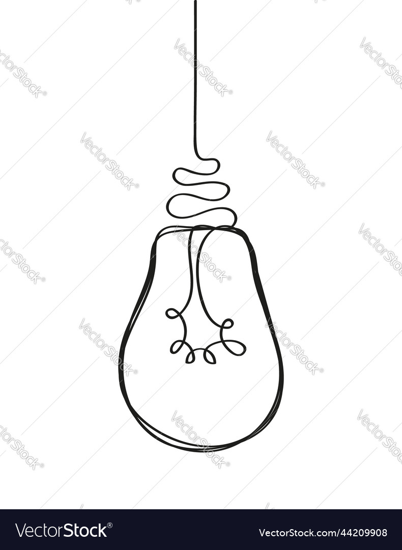 Light bulb in line dodle style