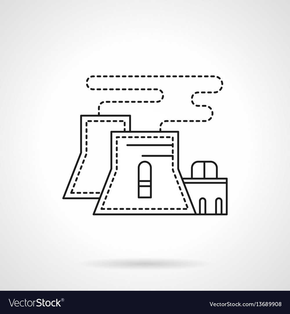 Nuclear power plant flat line icon