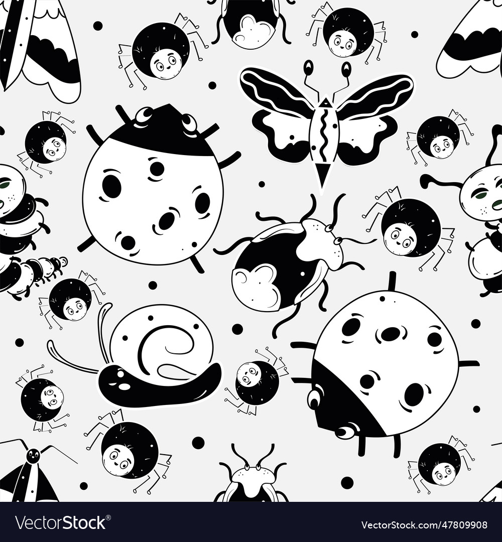 Seamless pattern background with insect sketch