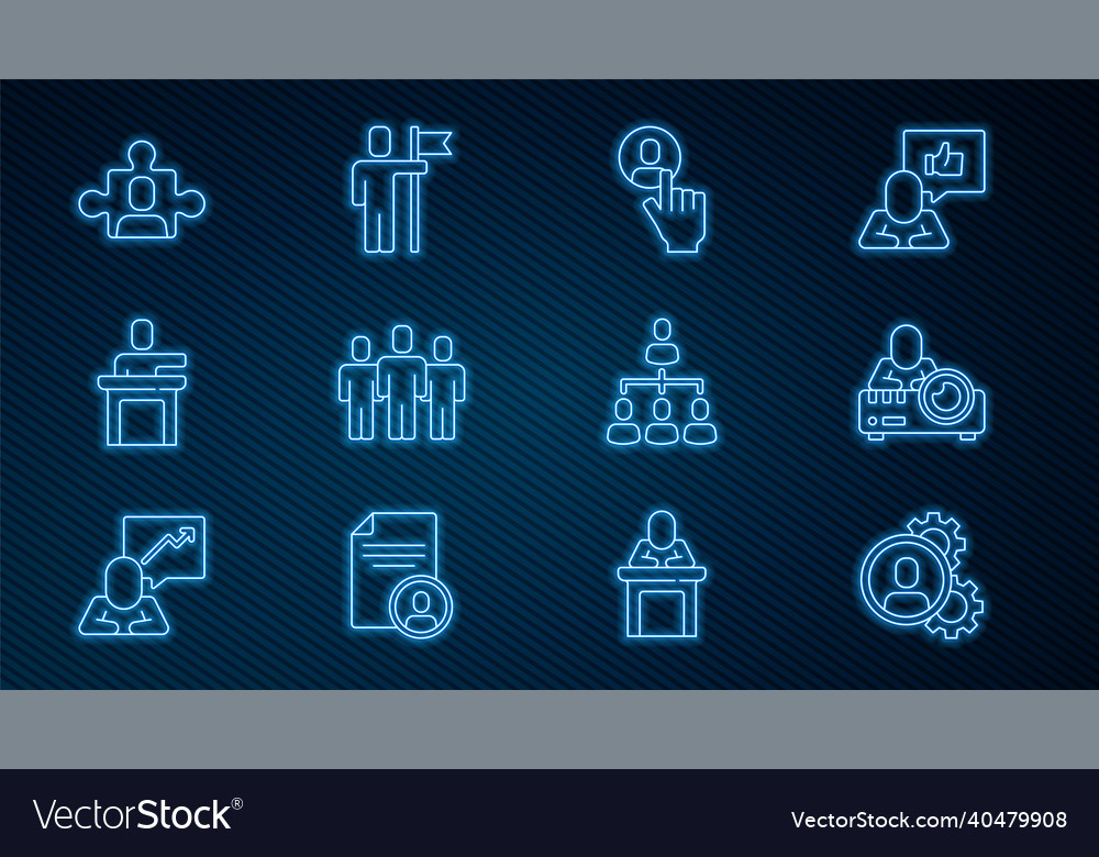Set line head hunting media projector users vector image Set line head hunting media projector users
