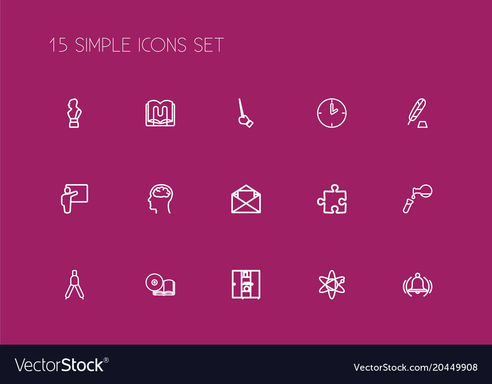 Set of 15 editable teach icons line style