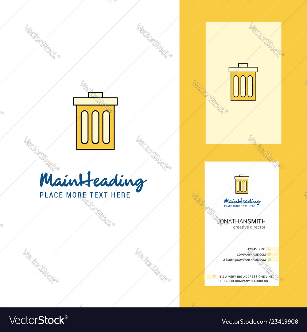 Trash creative logo and business card vertical vector image Trash creative logo and business card vertical