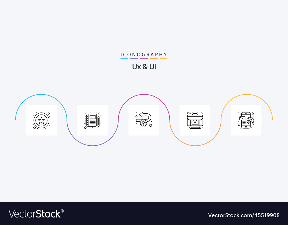 Ux and ui line 5 icon pack including app case