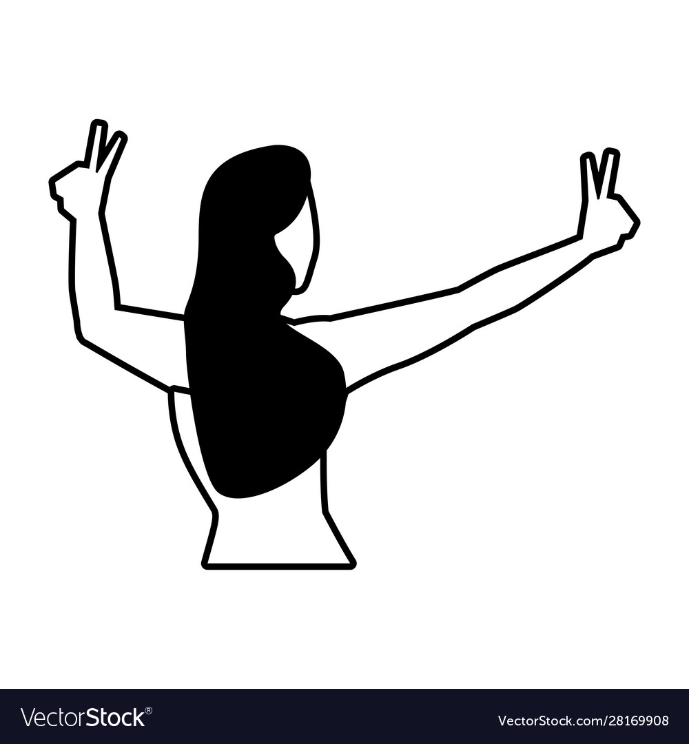 Young Woman Back Position On White Background Vector Image