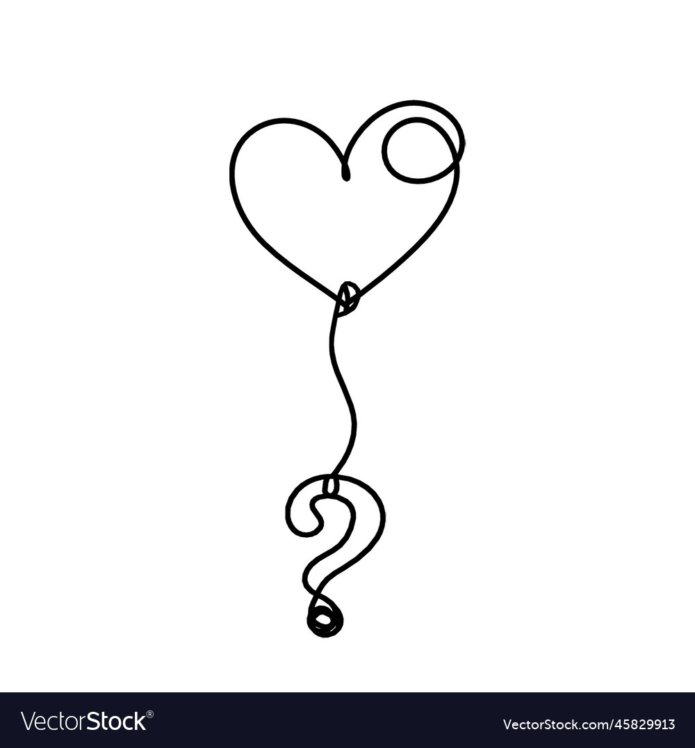 Abstract heart with question mark as continuous