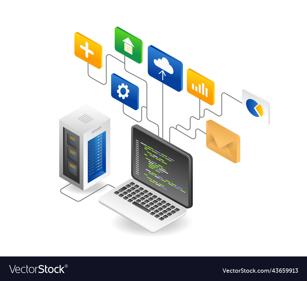 Application developer server network programming vector image Application developer server network programming