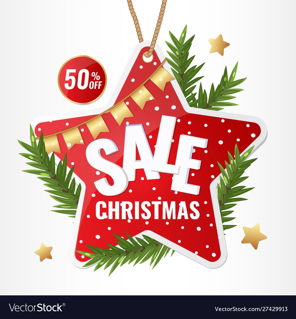 Christmas sale winter red star banner discount