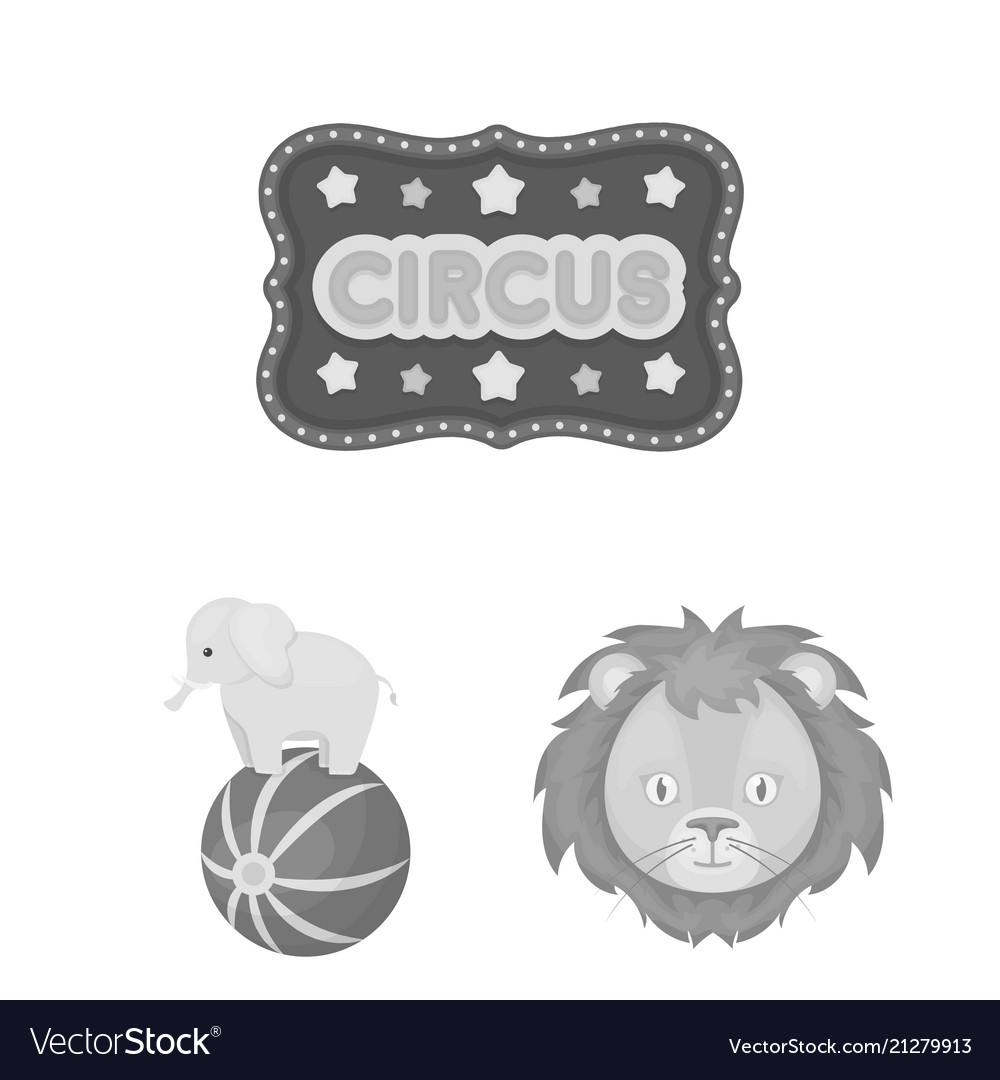 Circus and attributes monochrome icons in set
