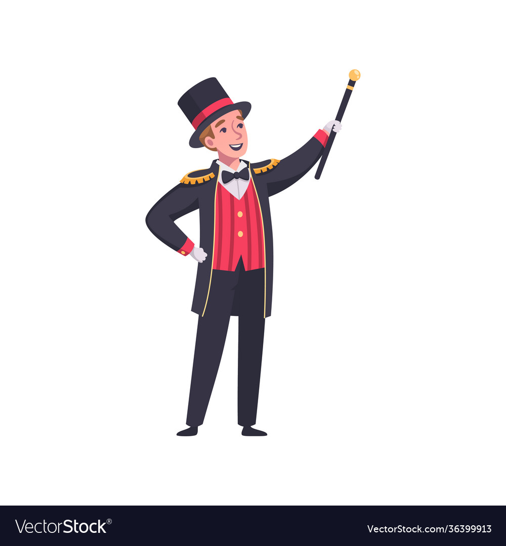 Circus magician cartoon composition Royalty Free Vector