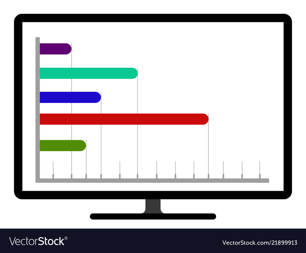 Colored business graph on a computer screen Vector Image Colored business graph on a computer screen