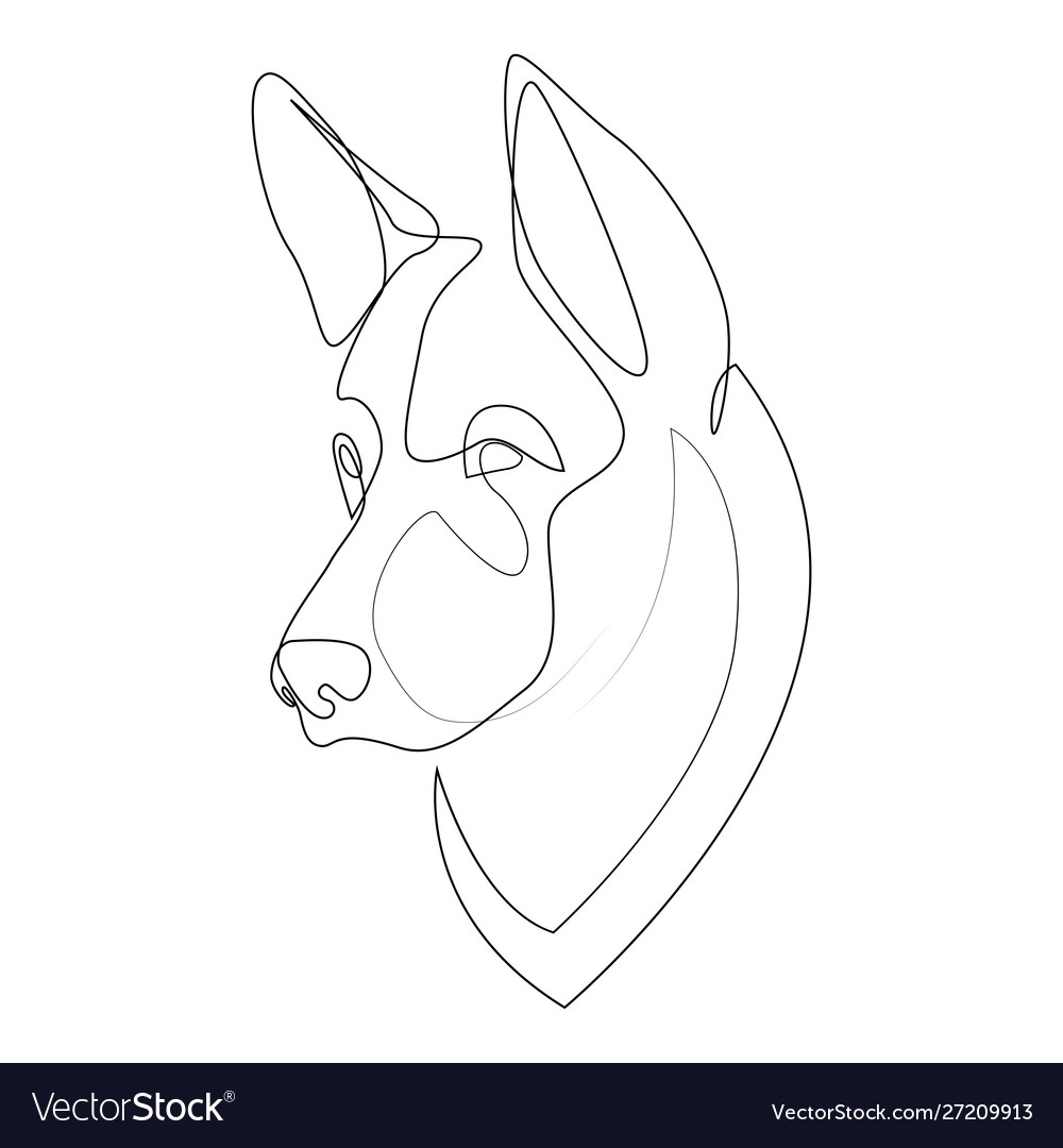 Continuous line german shepherd single Royalty Free Vector