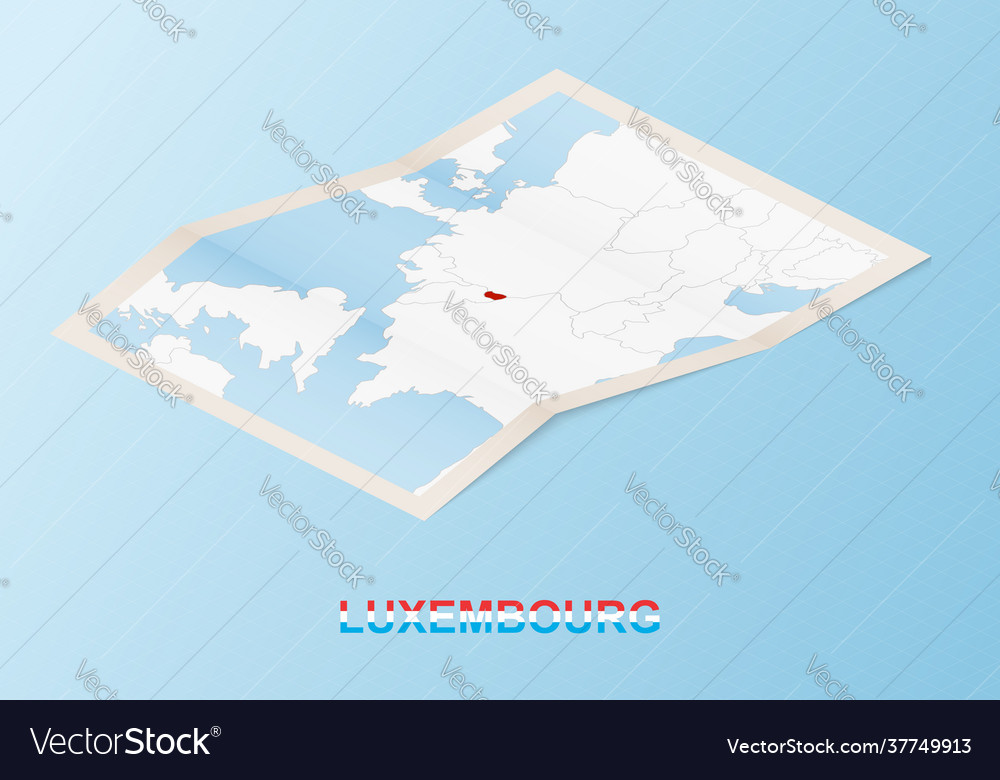 Folded paper map luxembourg with neighboring