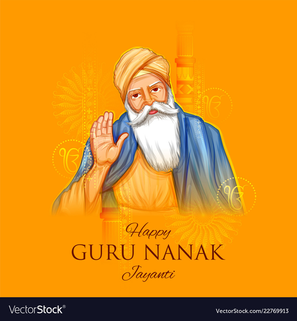 Happy gurpurab guru nanak jayanti festival Vector Image