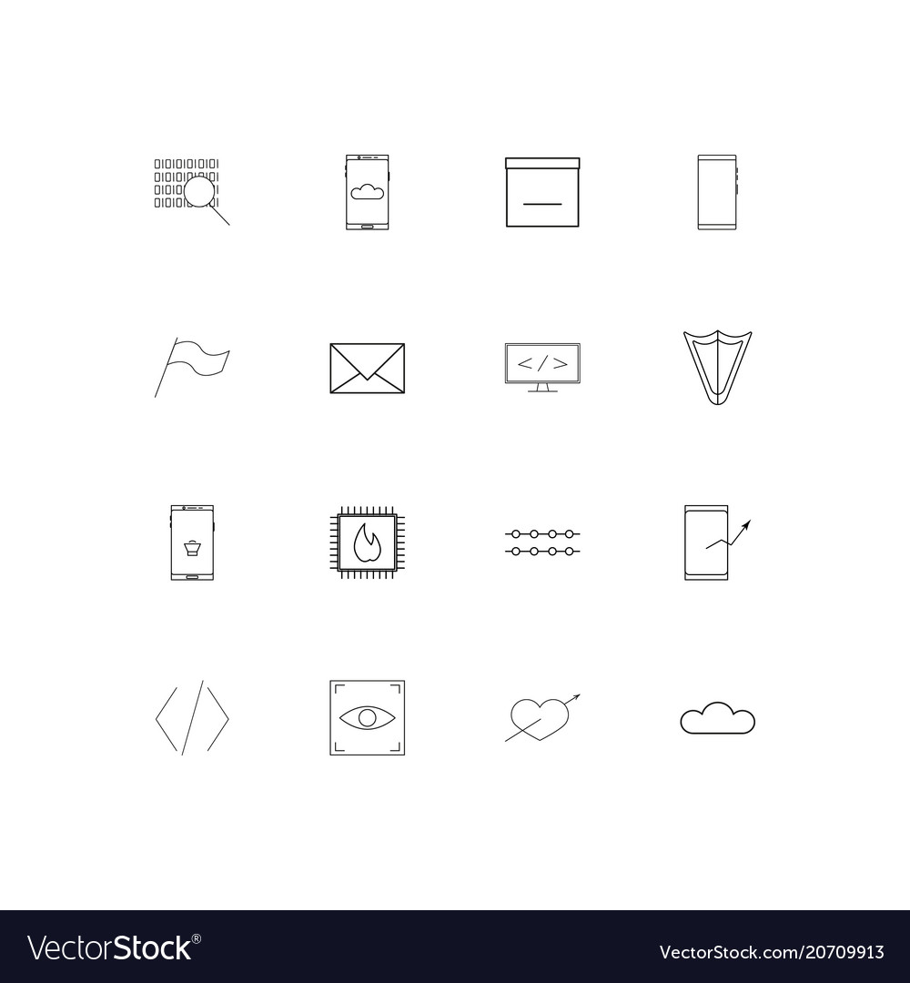 Internet technologies simple linear icons set