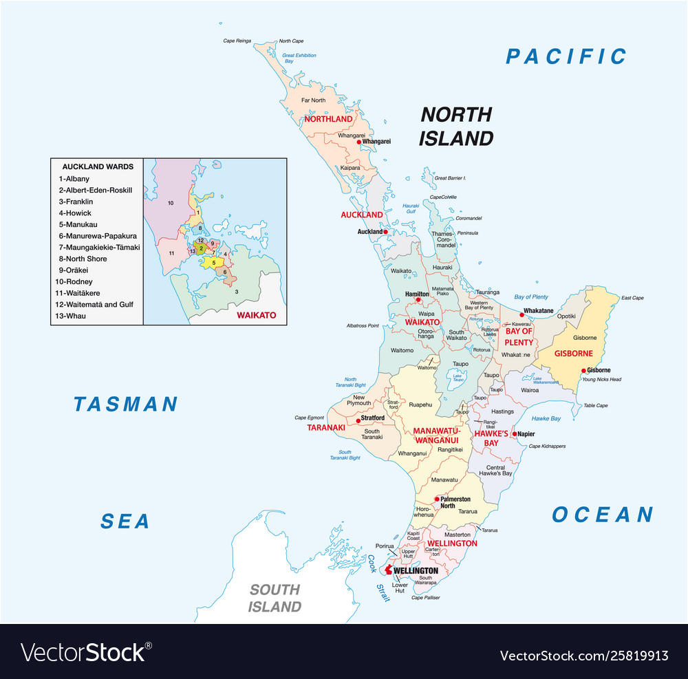 New Zealand North Island Administrative Map Vector Image   New Zealand North Island Administrative Map Vector 25819913 