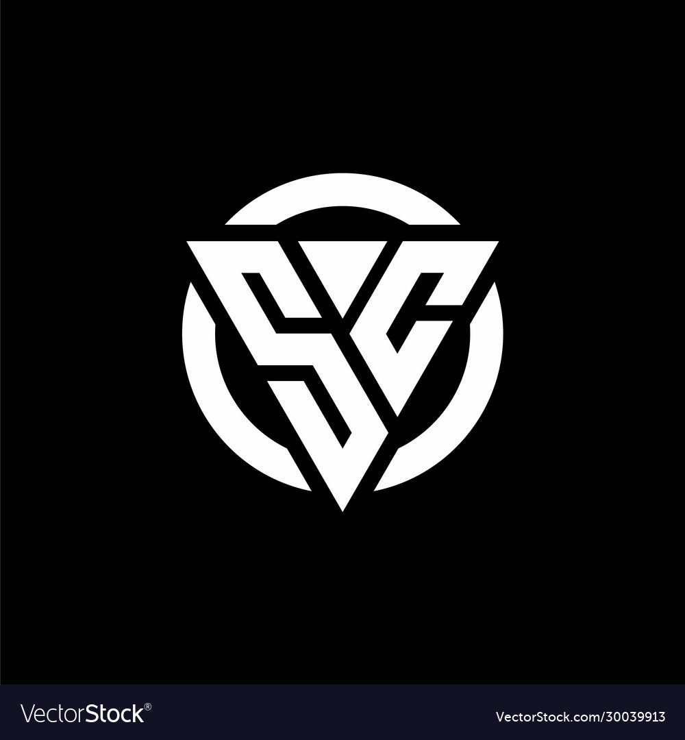 Sc logo with triangle shape and circle rounded vector image Sc logo with triangle shape and circle rounded