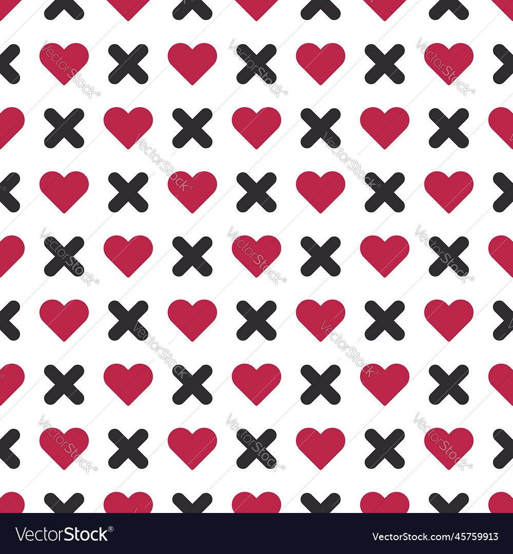 Seamless heart shape background pattern and cross vector image Seamless heart shape background pattern and cross