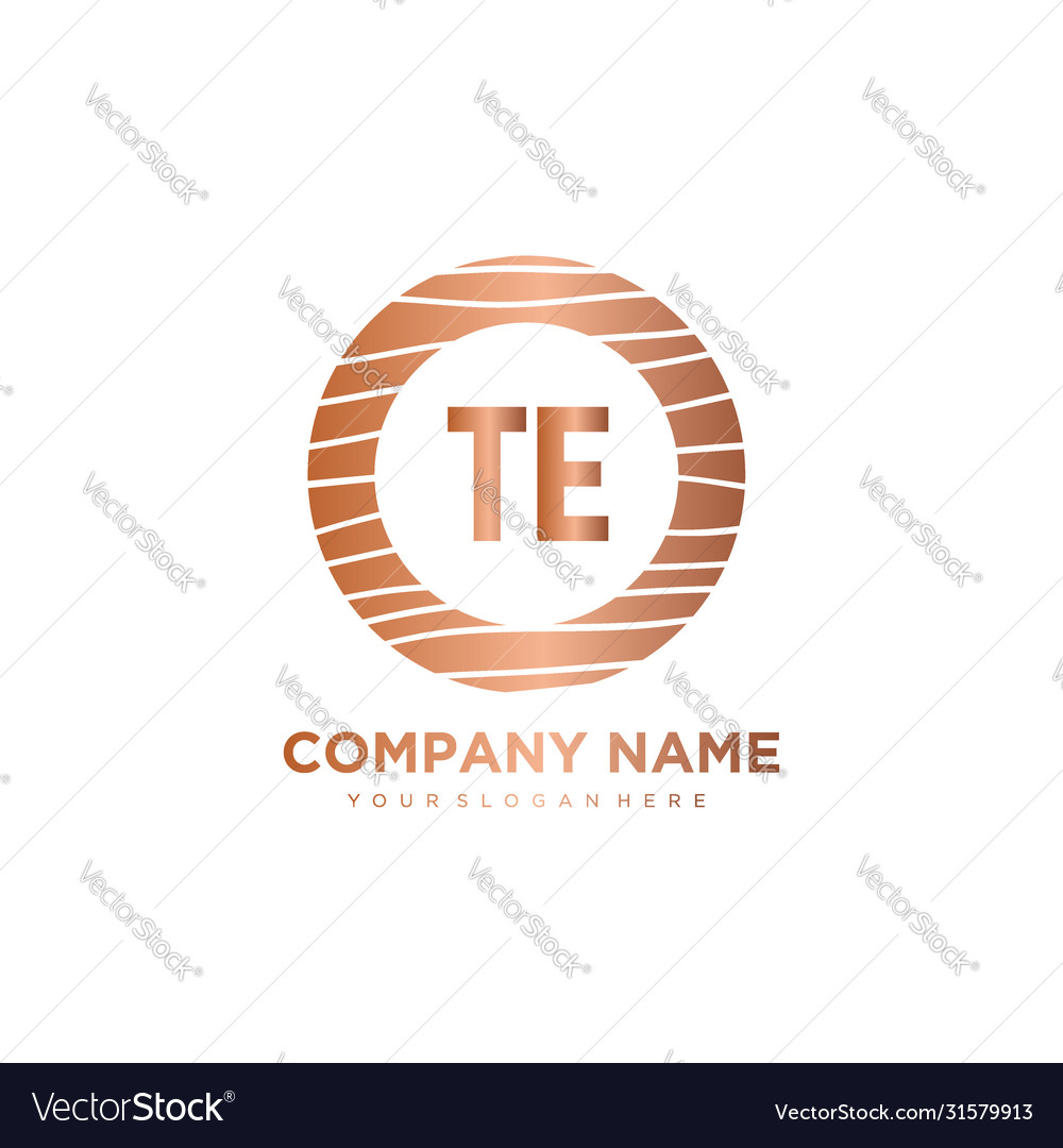 Te initial letter circle wood logo template