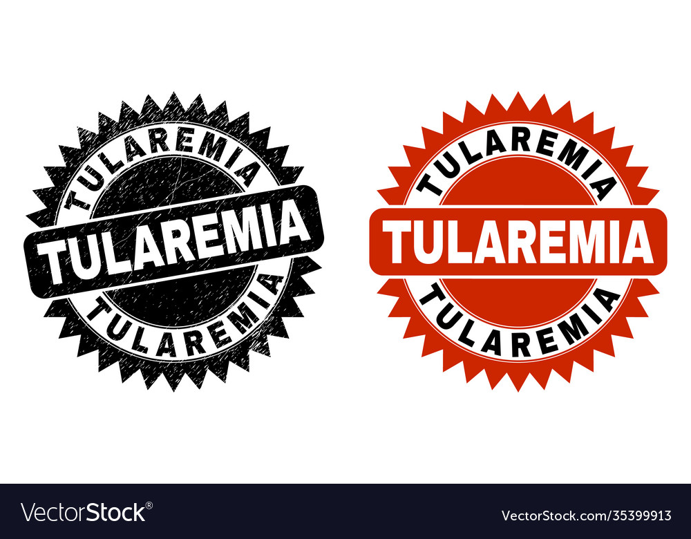 Tularemia black rosette stamp seal with distress